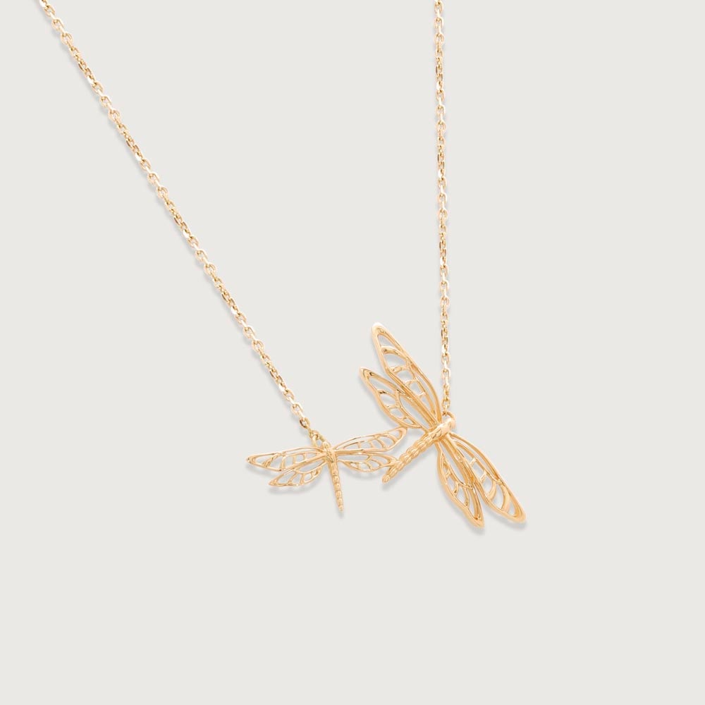 Twin Dragonfly Gold Necklace,,hi-res thumbnail 4
