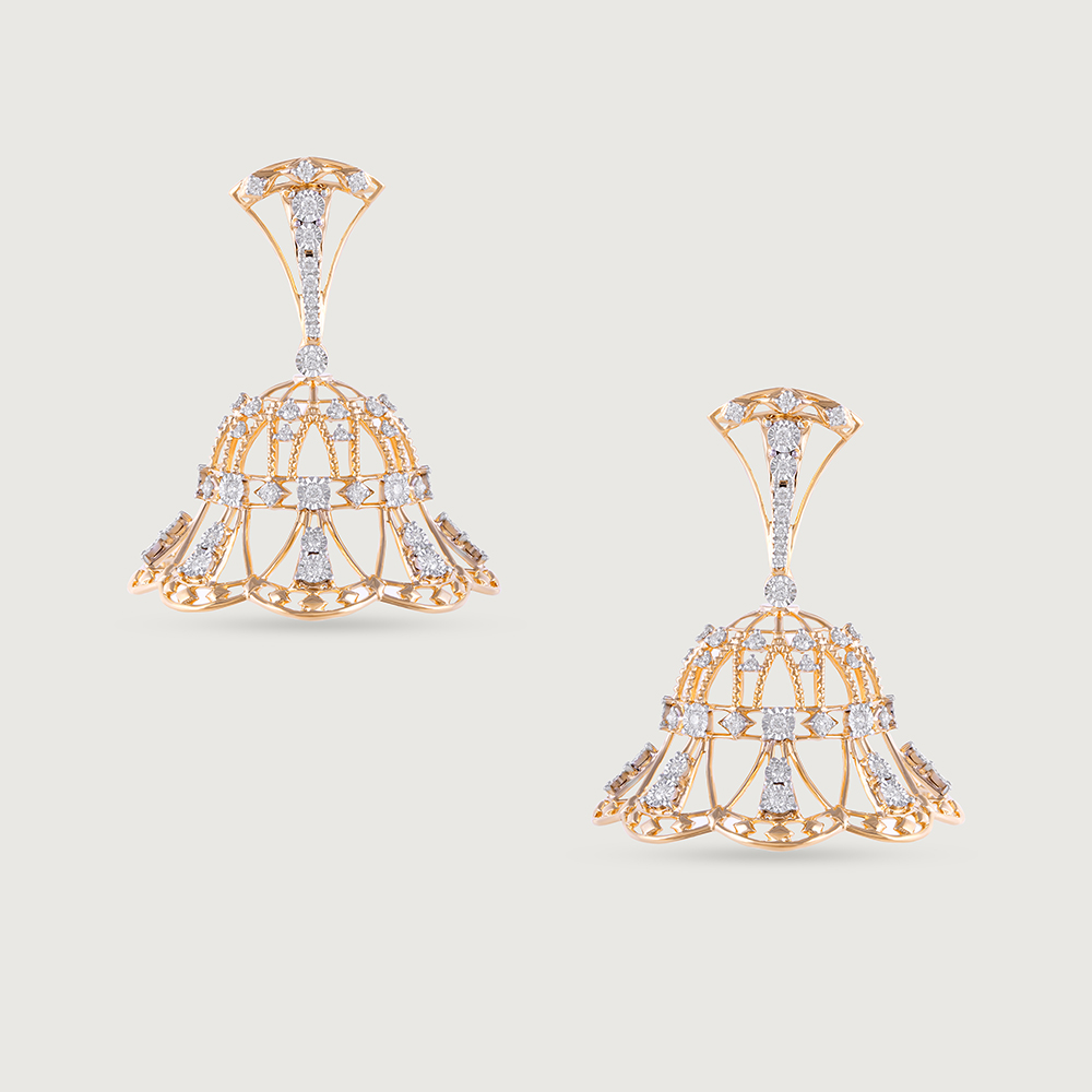 Gilded Lippan Gold & Diamond Jhumka,,hi-res thumbnail 2
