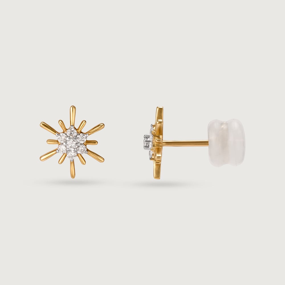 Diamond Gilded Galaxy 14KT Yellow Gold Stud Earrings,,hi-res thumbnail 4