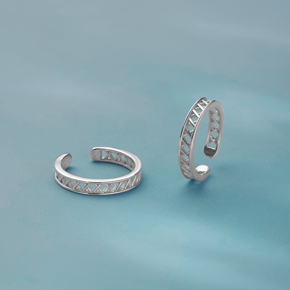 Textured Mesh Silver Toe Rings