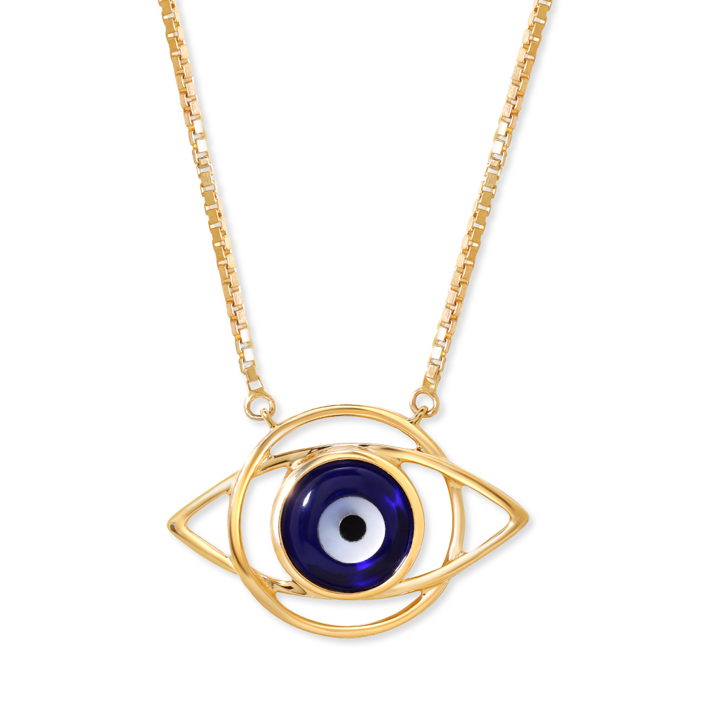 14KT Yellow Gold Geometric Evil Eye Necklace,,hi-res thumbnail 3