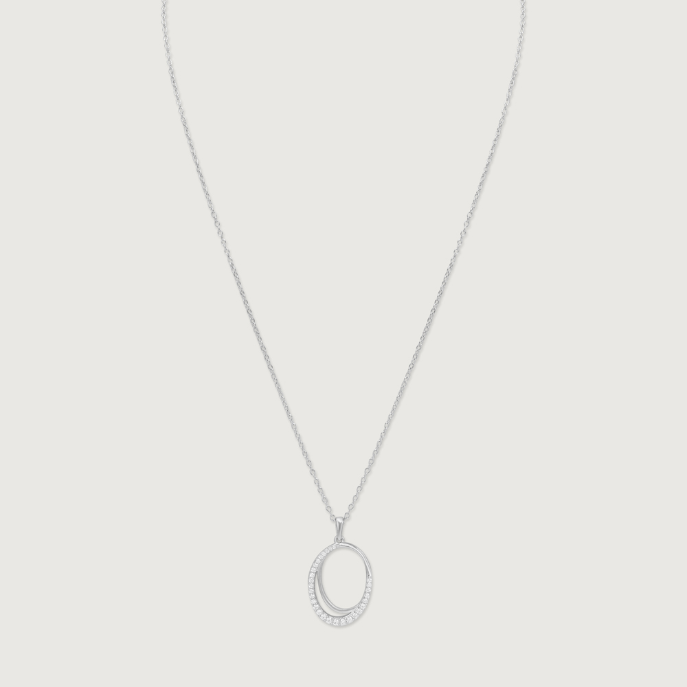 Classic Oval Silver Necklace,,hi-res thumbnail 4
