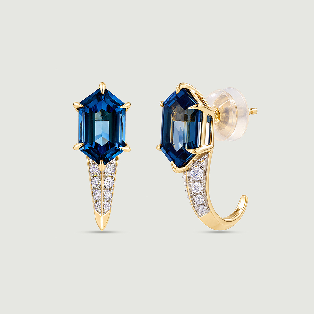 Blue Radiance Topaz Gold Hoop Earrings,,hi-res thumbnail 4