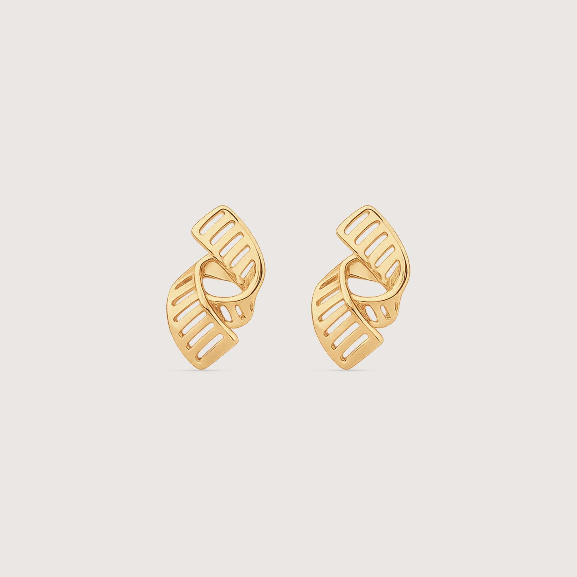 Twisted Rhythm Gold Stud Earrings
