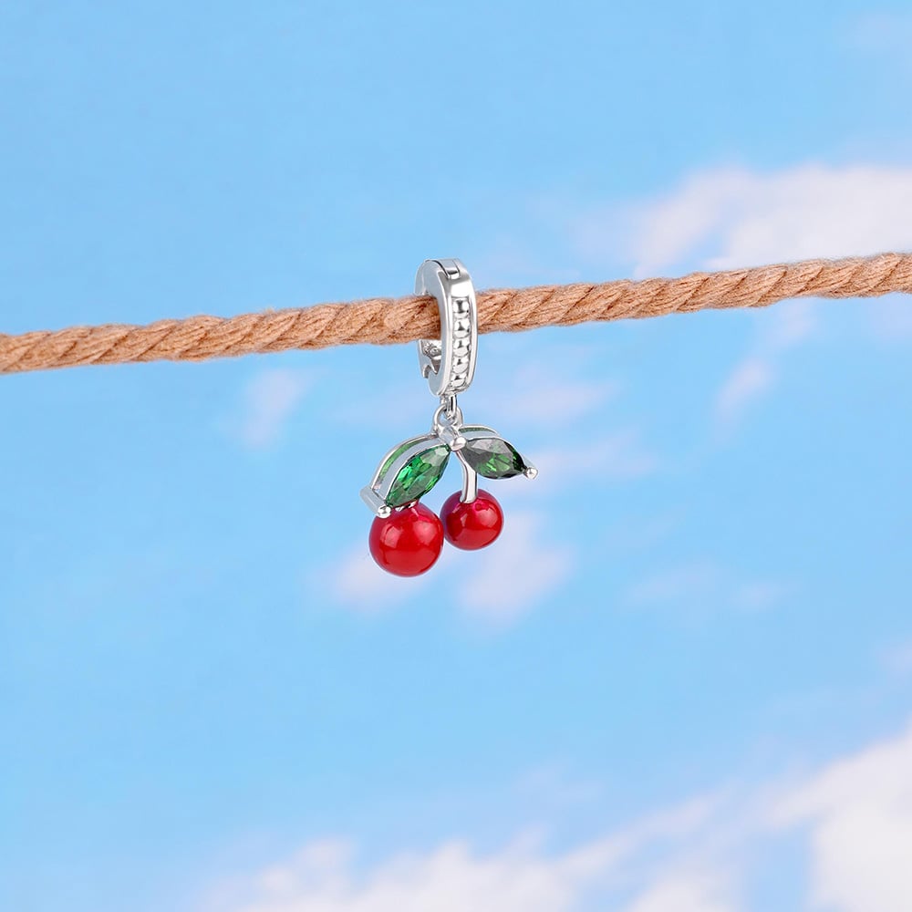 Red Cherry Silver Pendant
