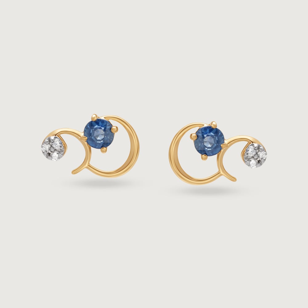 Starry Galaxies 14KT Diamond and Blue Sapphire Earrings,,hi-res thumbnail 3