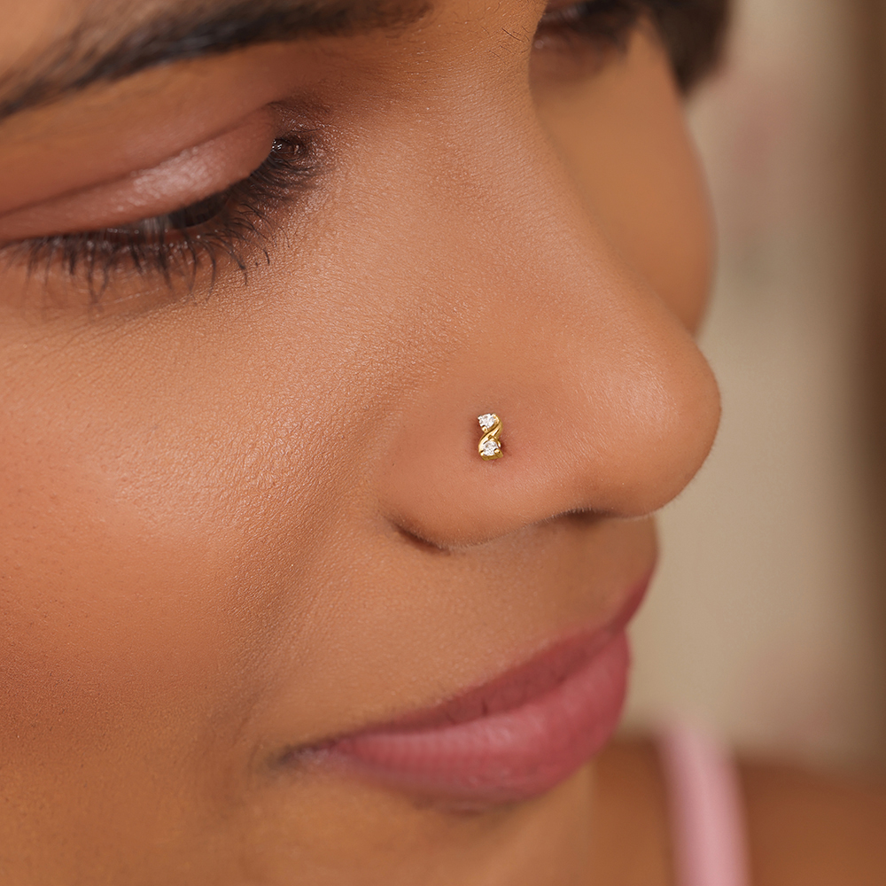Buy 14KT Yellow Gold Diamond Nose Pin Online Mia by Tanishq
