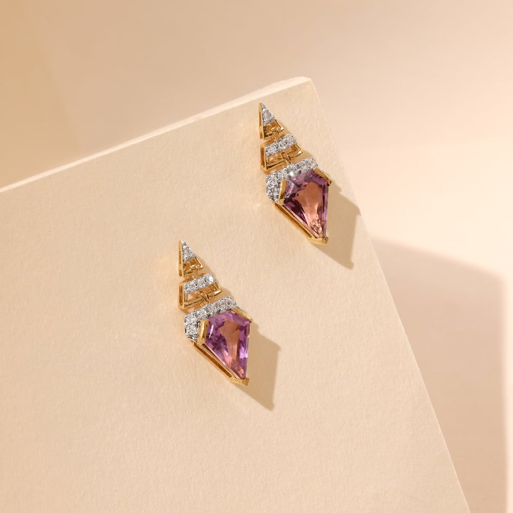 Sleek Radiant Amethyst Drop Earrings