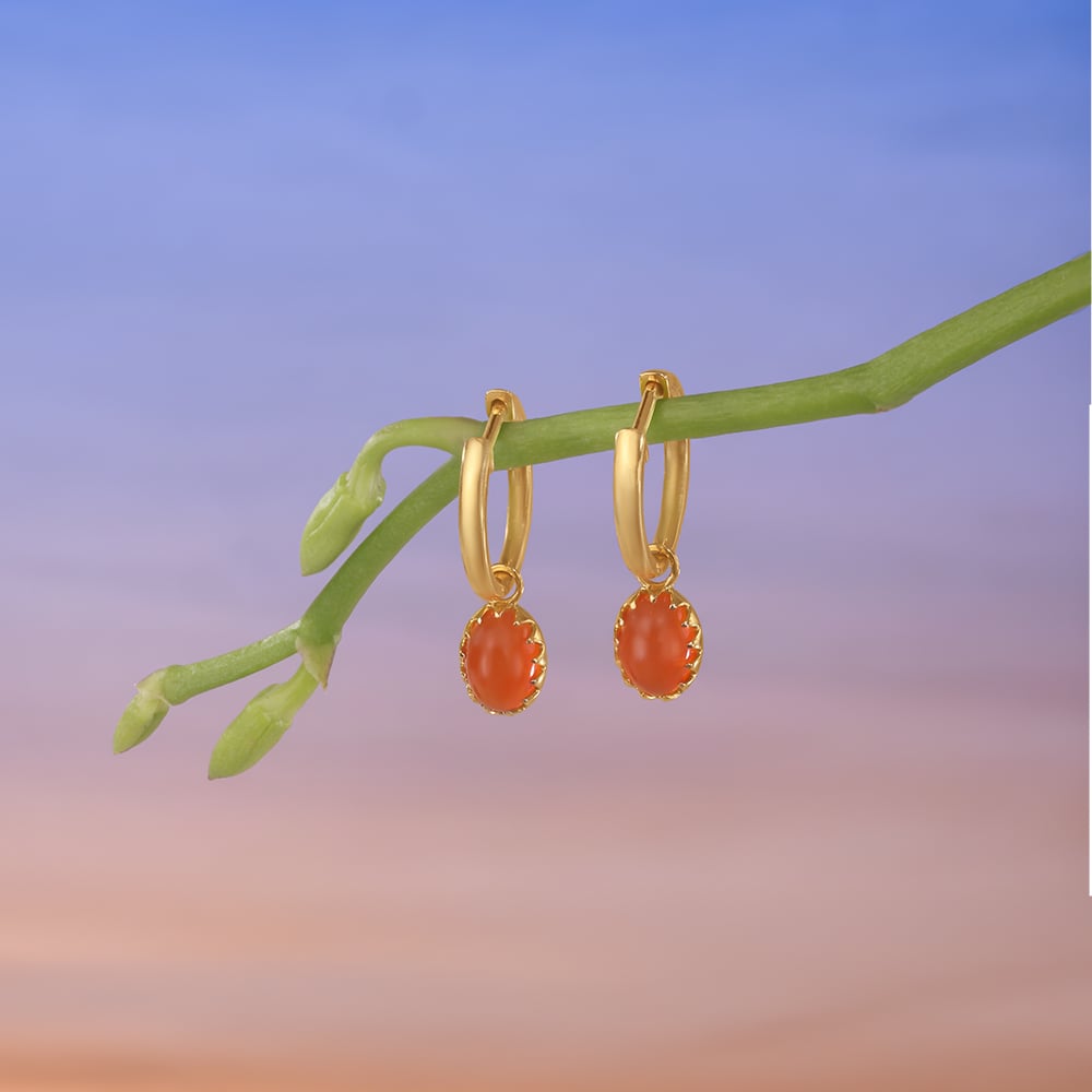 Solar Glow Carnelian Hoop Earrings
