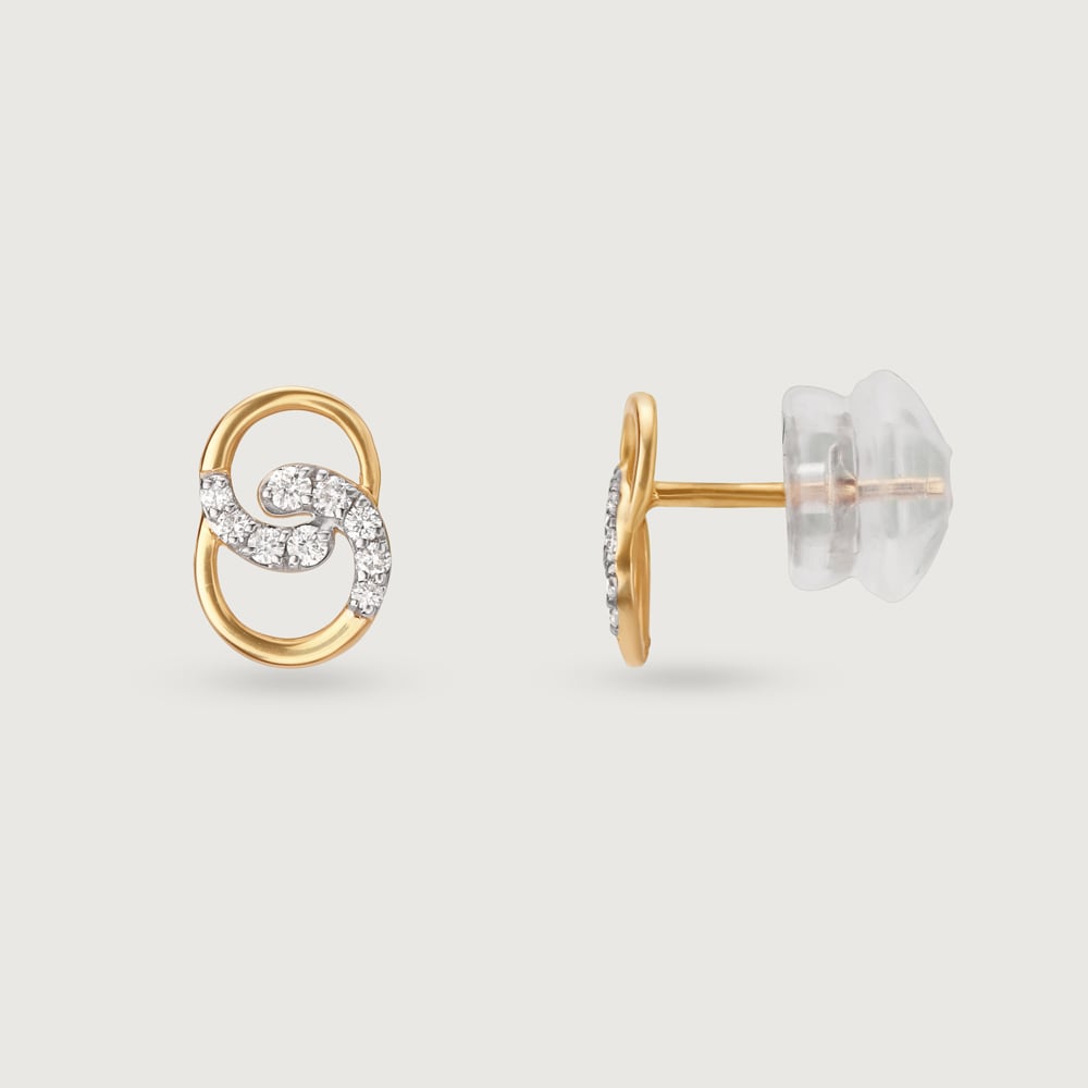 Willow Whispers 14 Kt Gold & Diamond Stud Earrings,,hi-res thumbnail 4