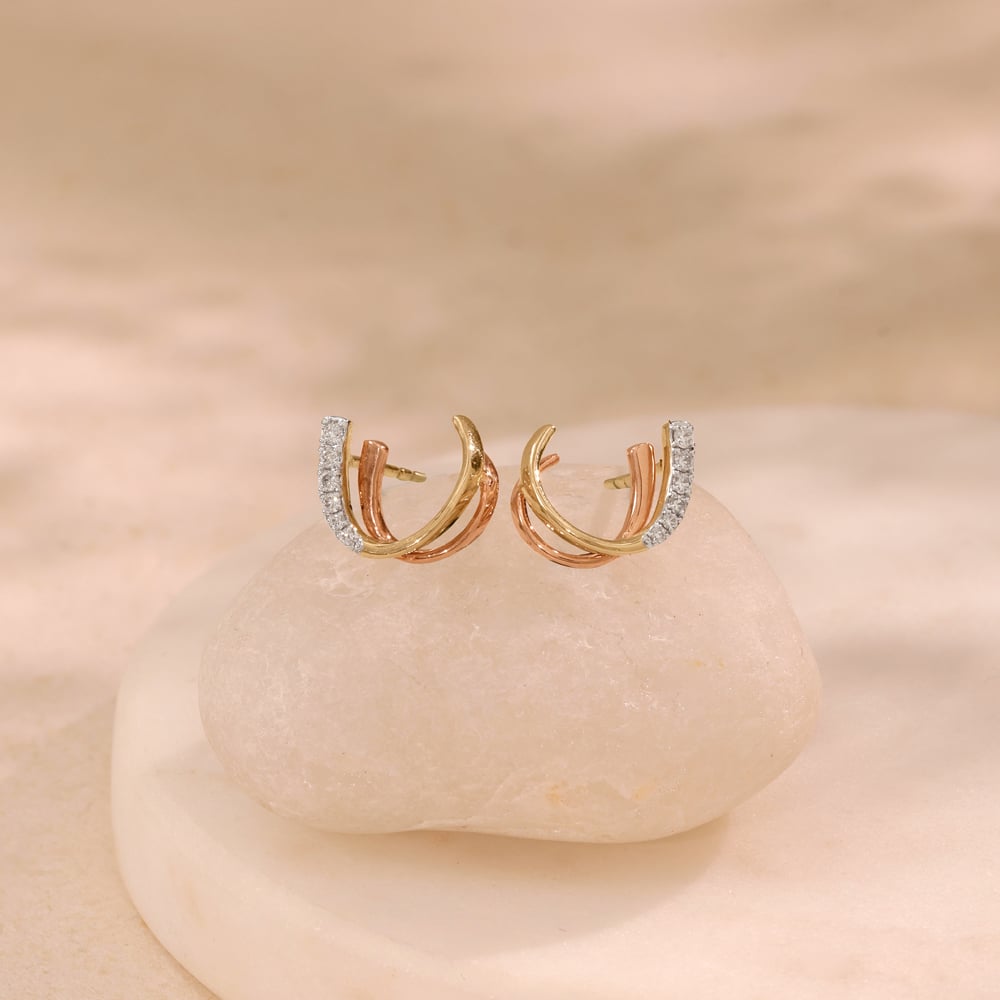 Fluid Layered Diamond Hoop Earrings