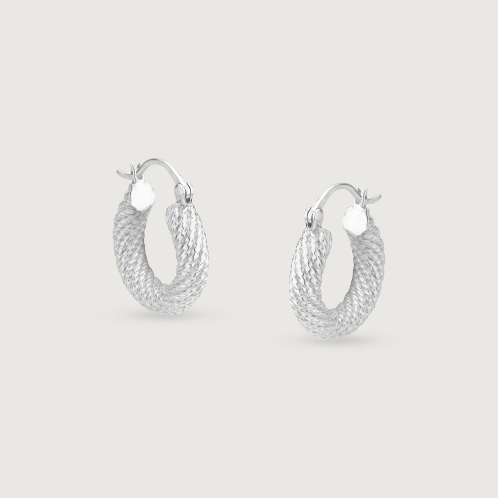 Braided Shine Silver Hoop Earrings,,hi-res thumbnail 3
