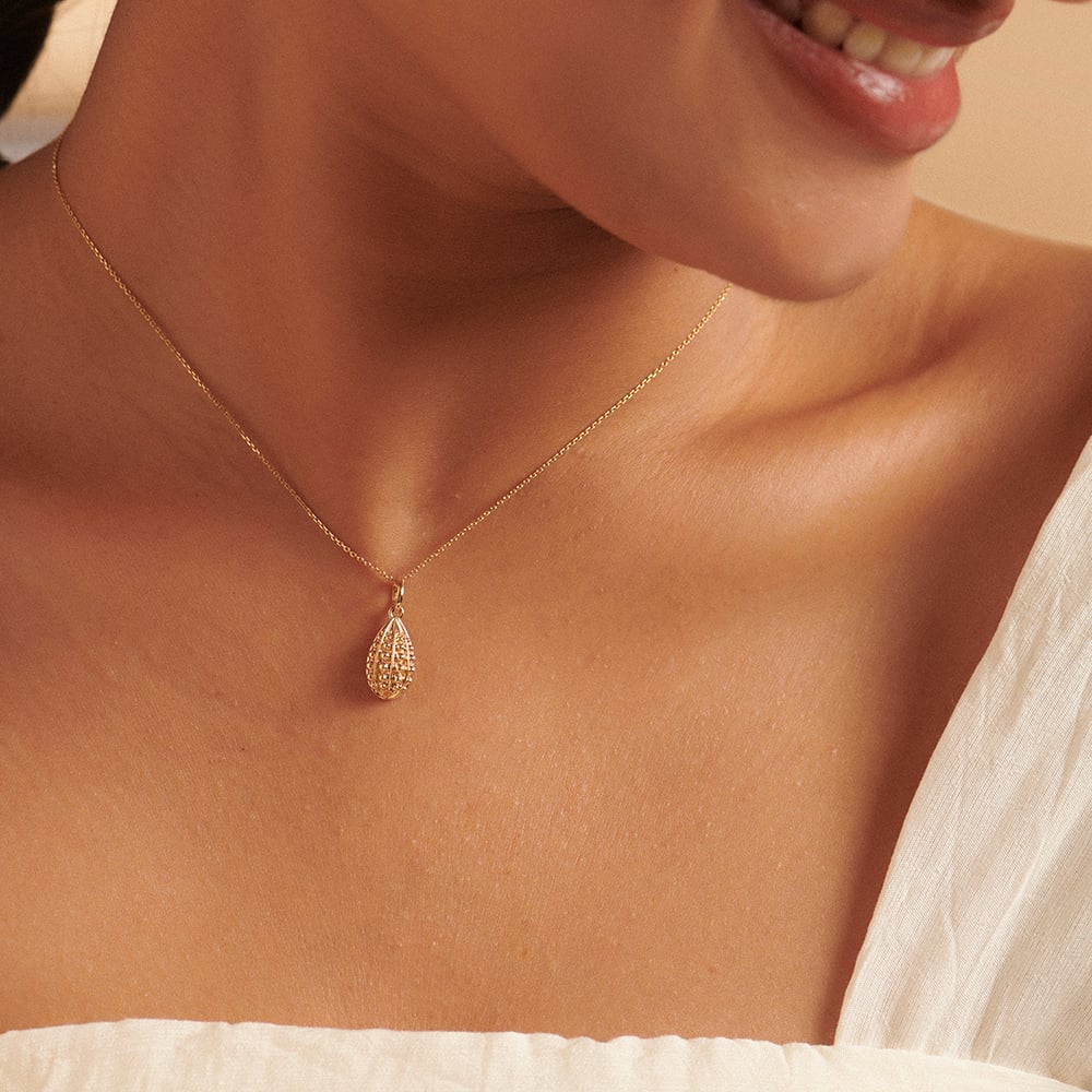 Sculptural Beaded Gold Pendant,,hi-res thumbnail 2