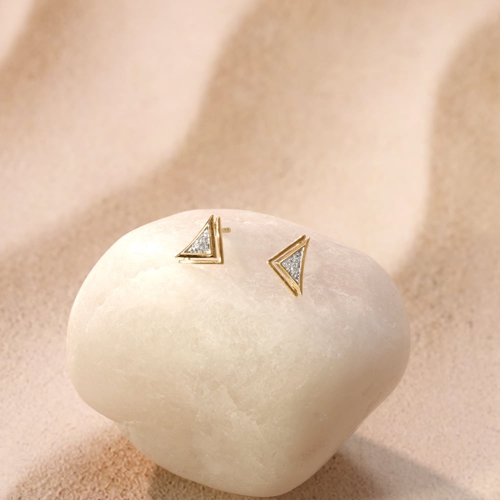 Geometric Poise Diamond Stud Earrings