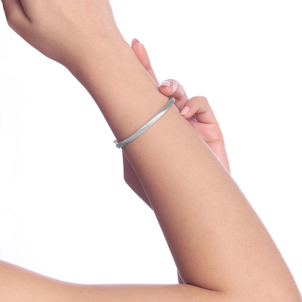 Snatched Spiral Silver Bangle,,hi-res thumbnail 2