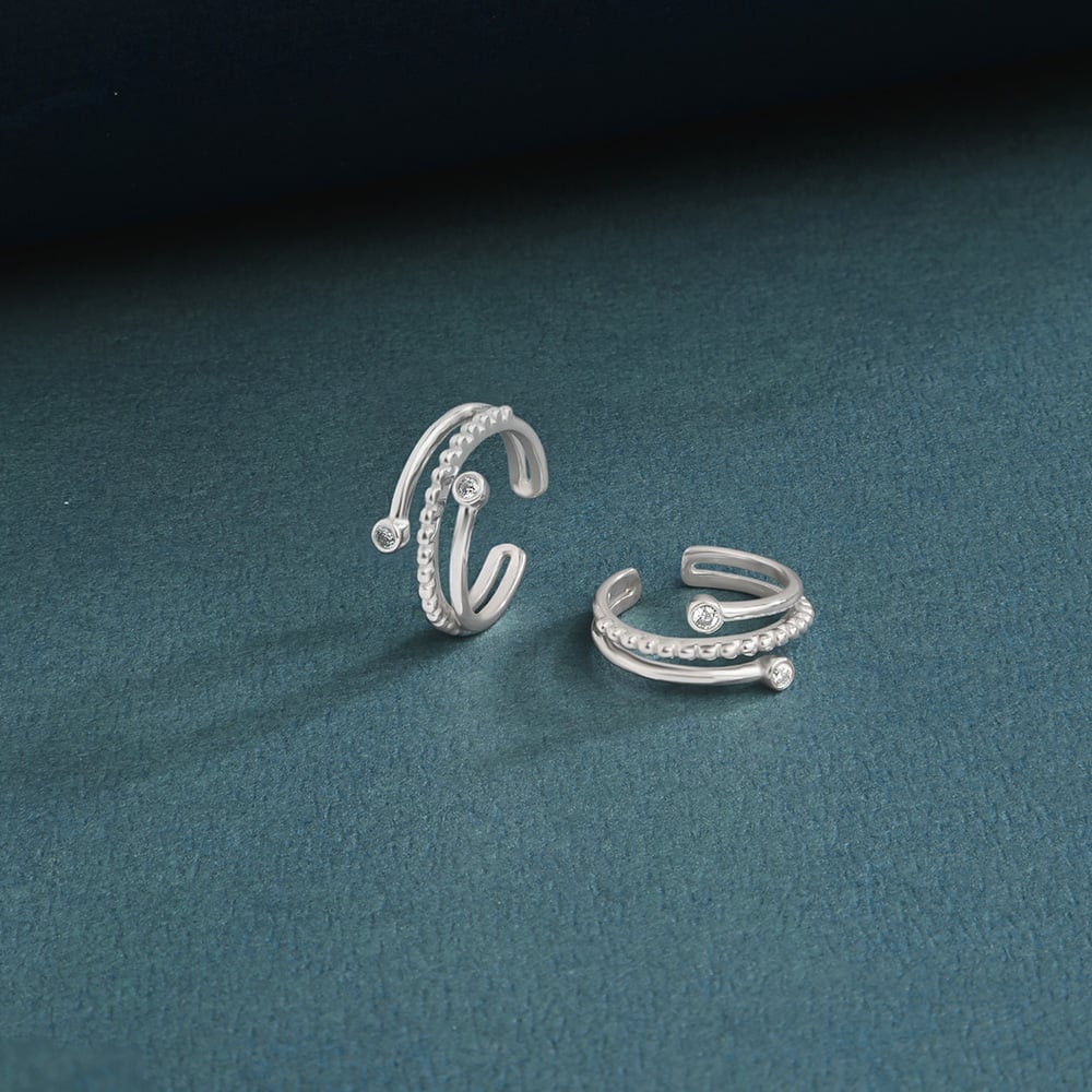Radiant Flow Silver Toe Rings