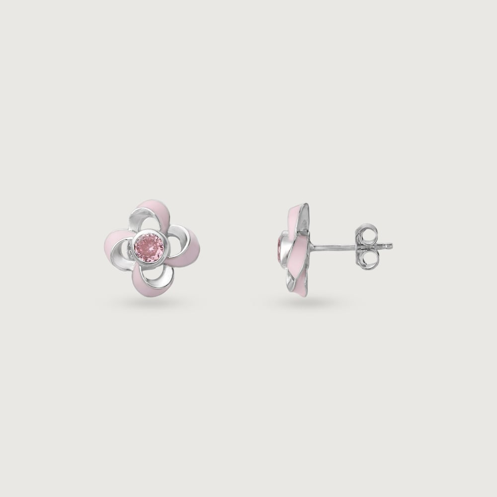 Blush Bloom Silver Stud Earrings,,hi-res thumbnail 4