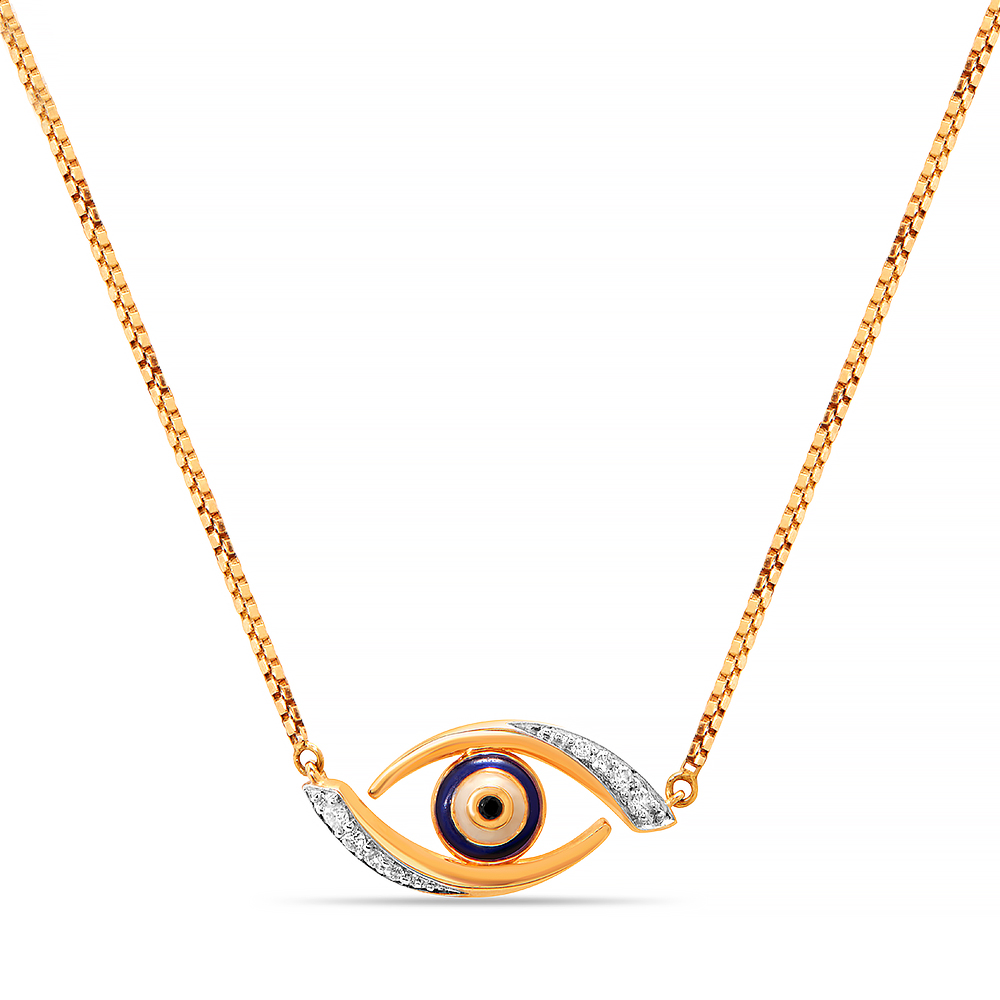 14KT Yellow Gold Evil Eye Necklace With Diamonds,,hi-res thumbnail 2