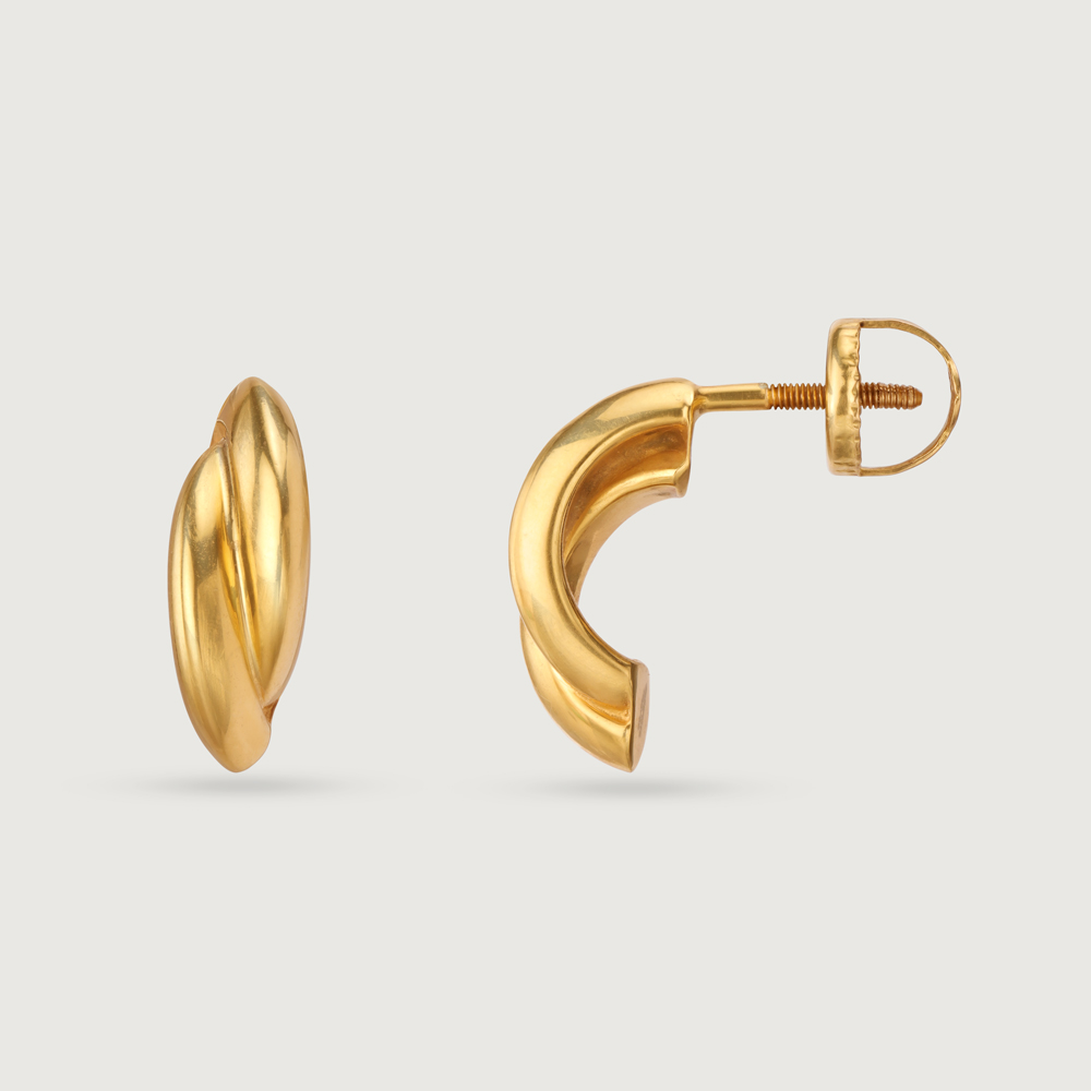 22KT Yellow Gold Sharp Stylish Stud Earrings,,hi-res thumbnail 4