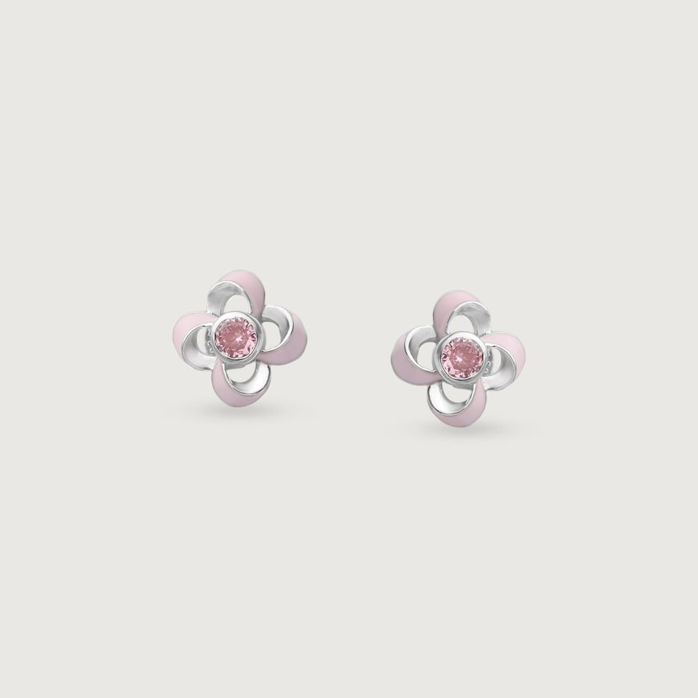 Blush Bloom Silver Stud Earrings,,hi-res thumbnail 3