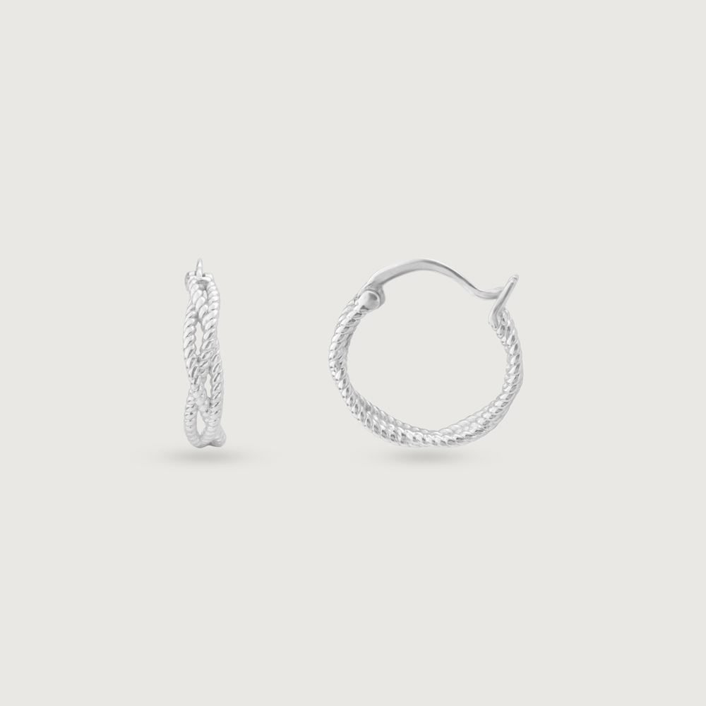 Braided Luster Silver Hoop Earrings,,hi-res thumbnail 4