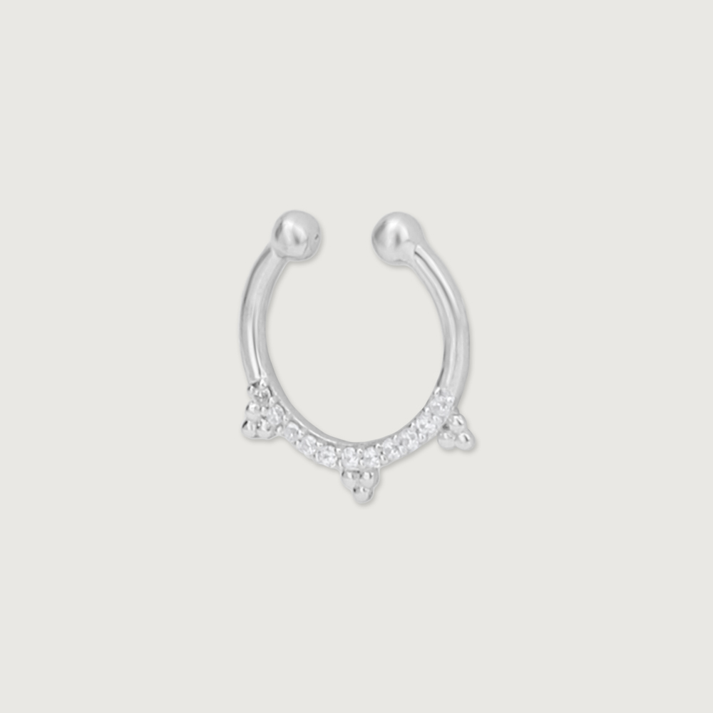 Dainty Halo Silver Septum Ring,,hi-res thumbnail 5