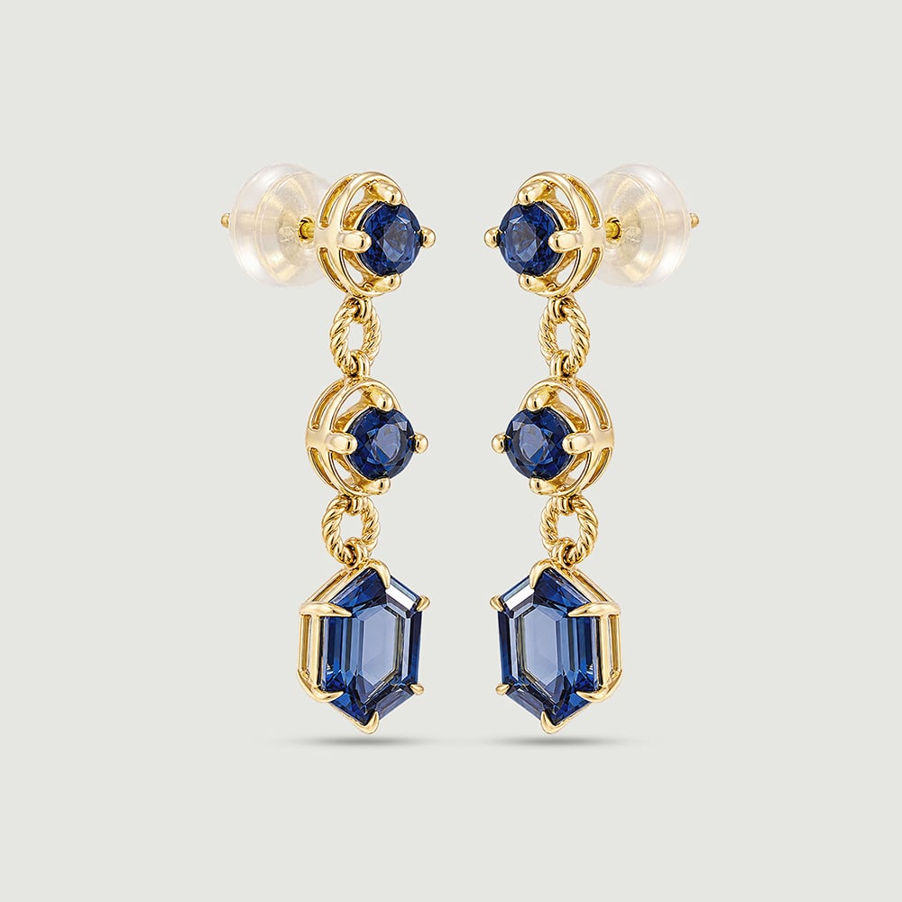 Shiny Blue Topaz Gold Drop Earrings,,hi-res thumbnail 3