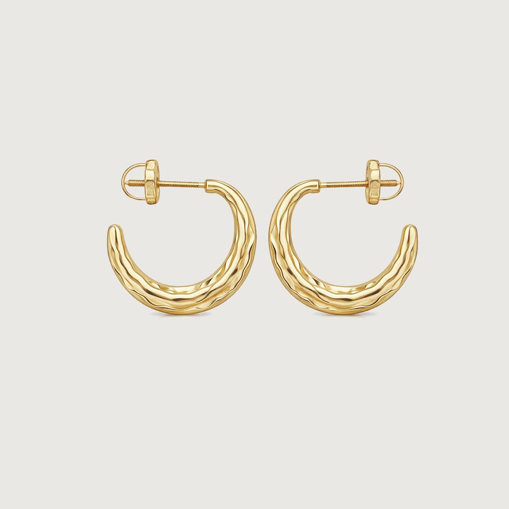 Triple Curve Gold Hoop Earrings,,hi-res thumbnail 5