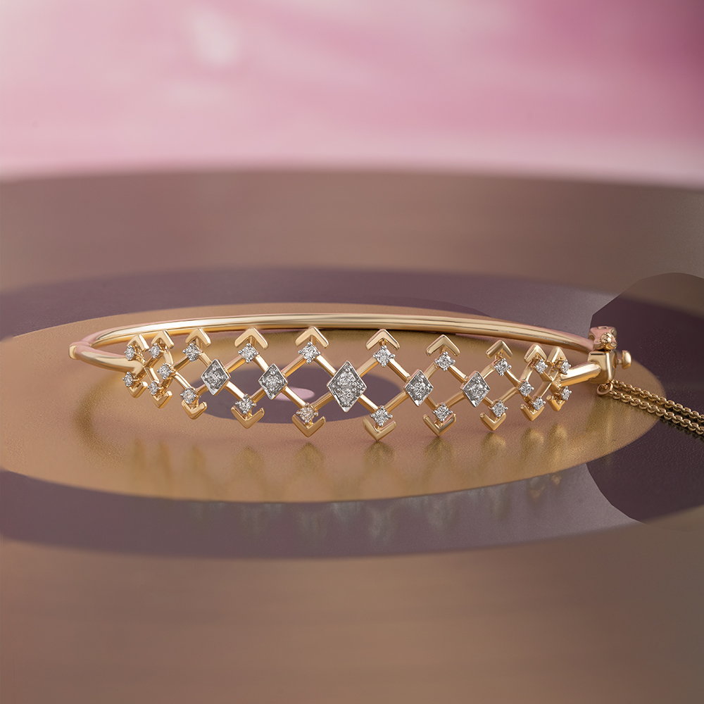 Zig-Zag Elegance Gold & Diamond Bangle,,hi-res thumbnail 2