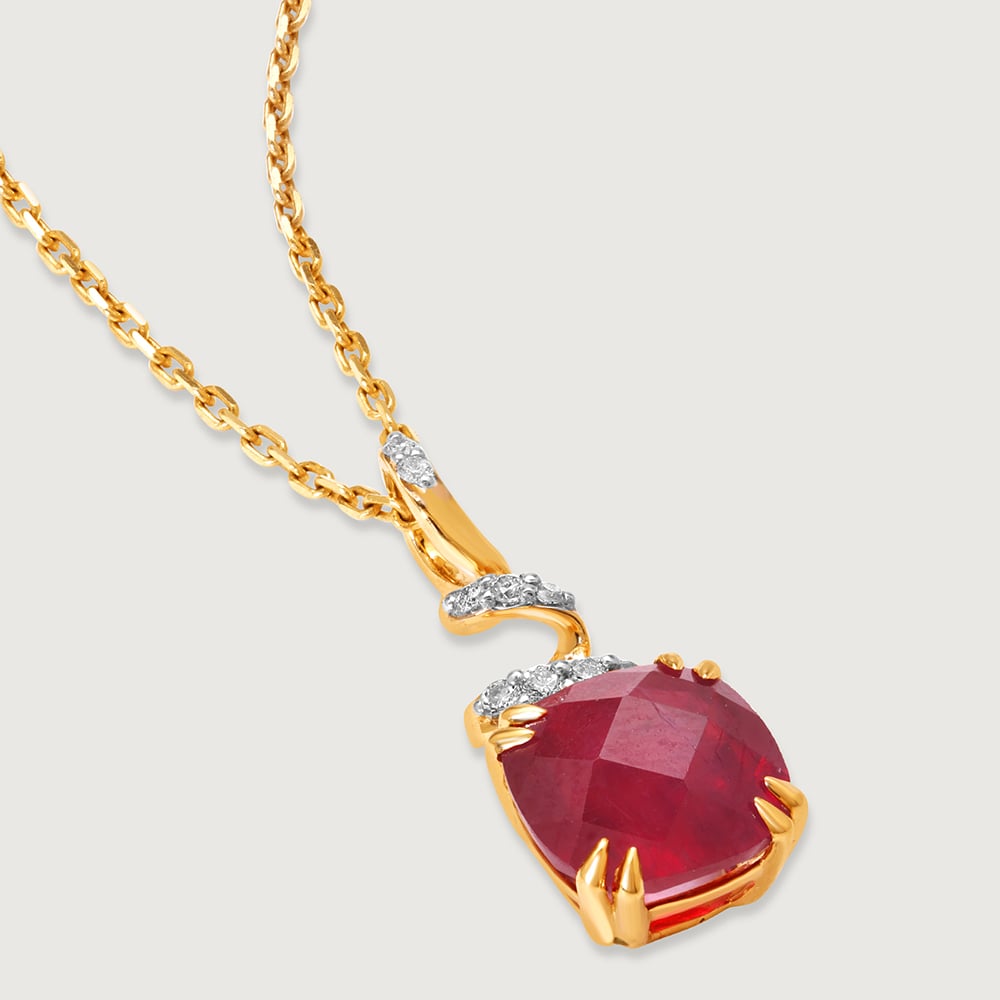 Classically Chic 14KT Ruby & Diamond Pendant,,hi-res thumbnail 4