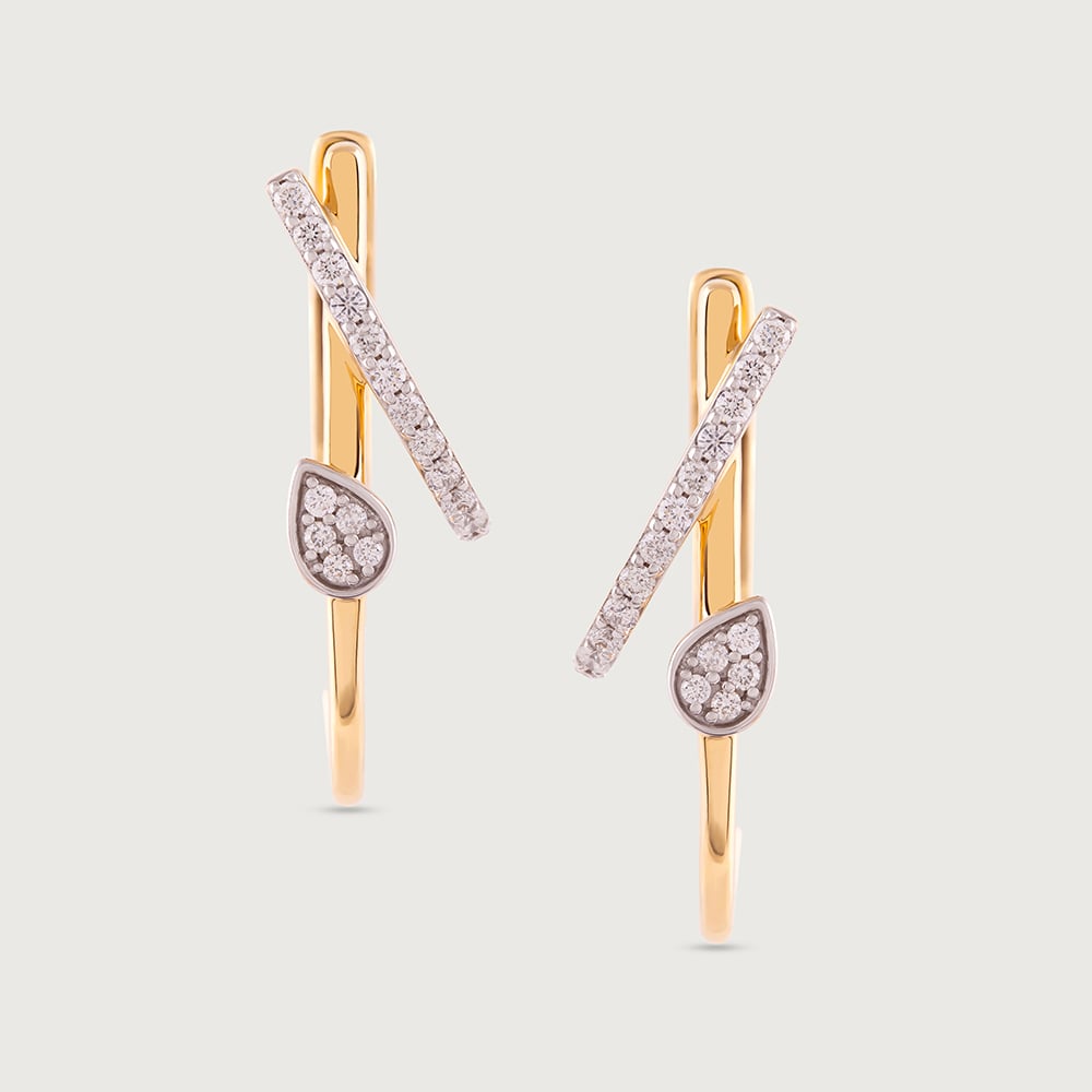 Radiant Spark Gold & Diamond Hoop Earrings,,hi-res thumbnail 3