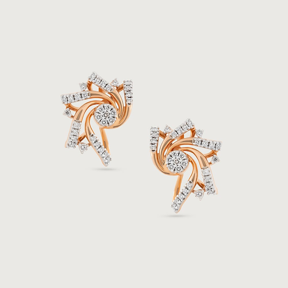 Whirling Glow Gold & Diamond Stud Earrings,,hi-res thumbnail 3