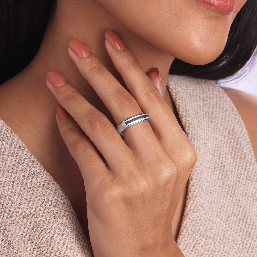 Geometric Edge Silver Ring,,hi-res thumbnail 2