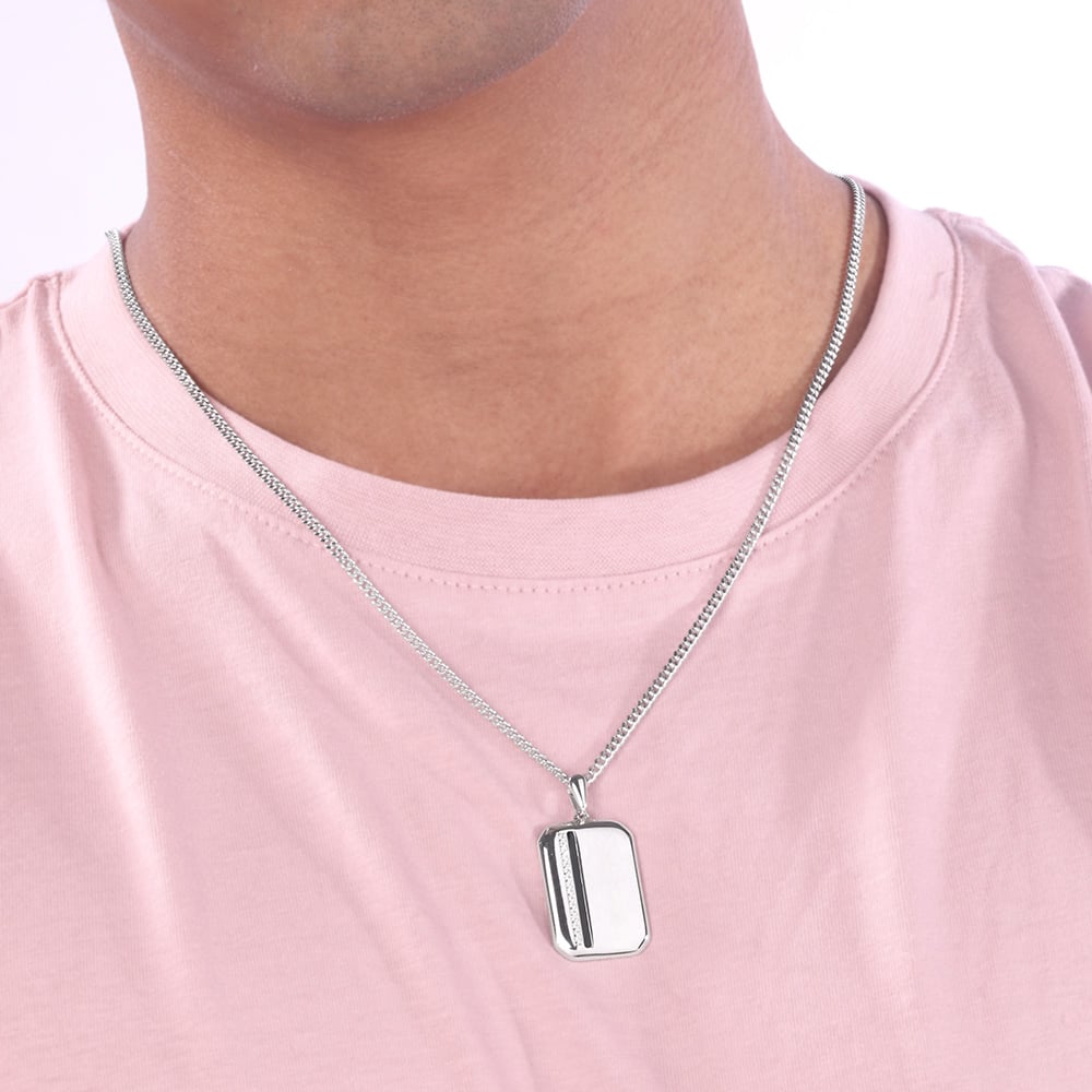 Polished Edge Silver Necklace,,hi-res thumbnail 2