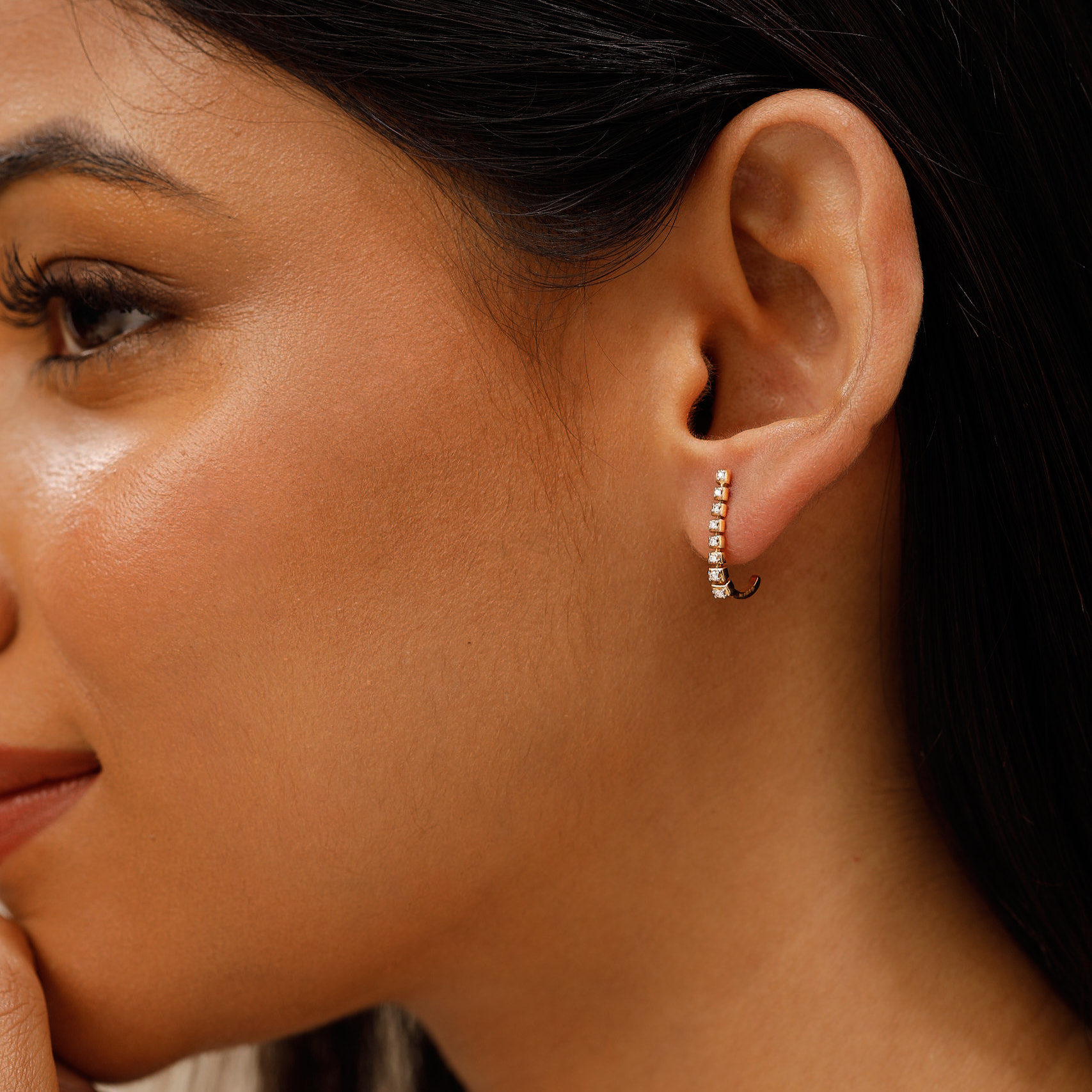 Hoop Earrings Diamond Studs For Second Piercing Buy 14kt Yellow