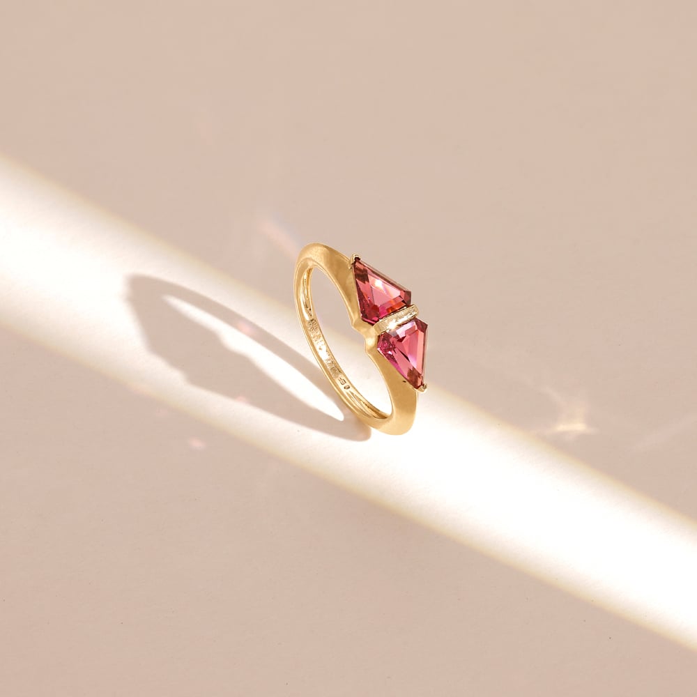 Unified Radiant Pink Garnet Ring
