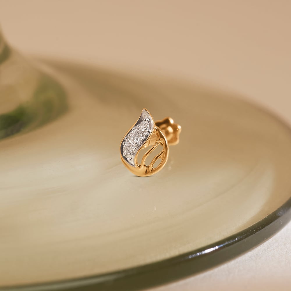 Radiant Sculptural Diamond Nose Pin