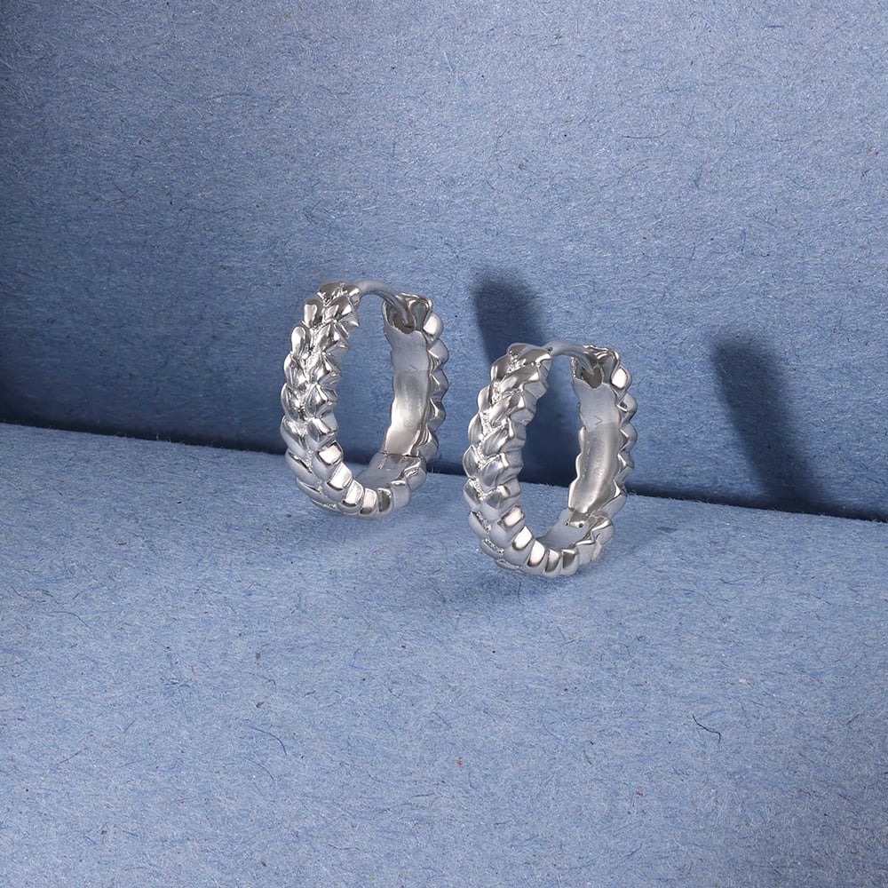 Textured Halo Silver Hoop Earrings