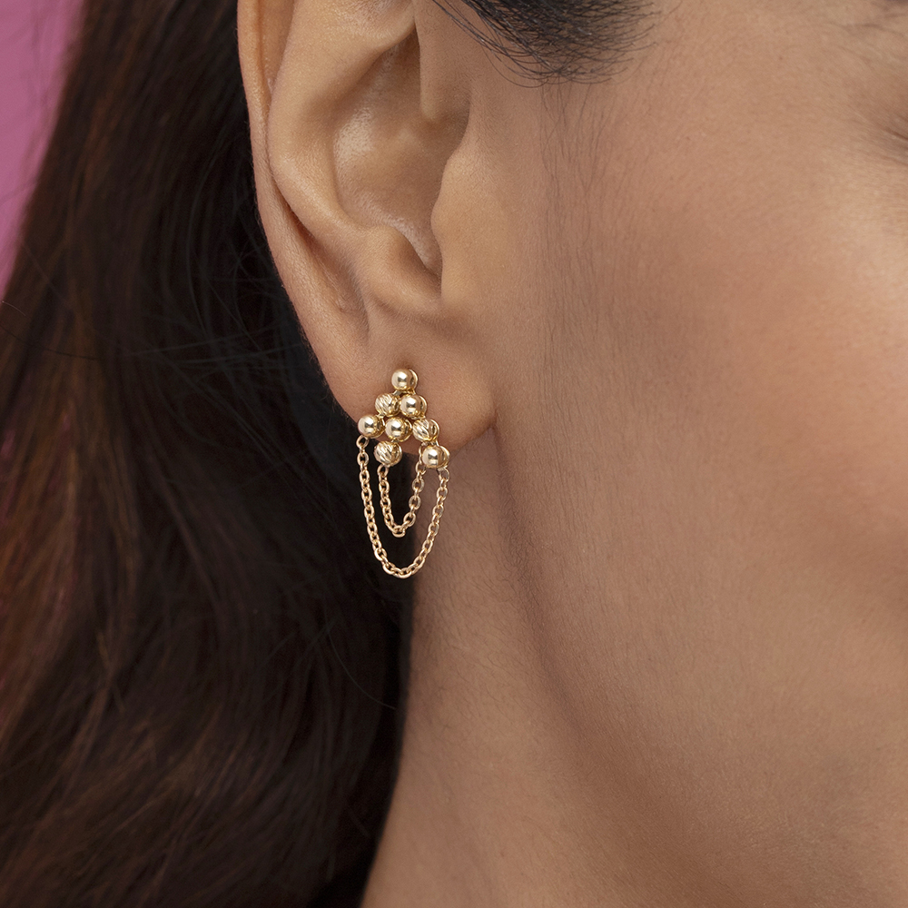 Draped Delight Gold Drop Earrings,,hi-res thumbnail 2