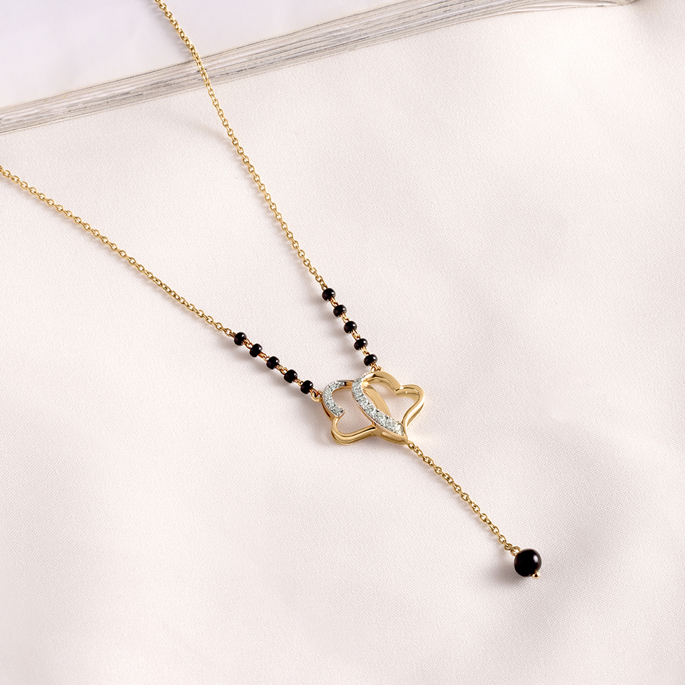 Buy Interlocking Hearts Gold & Diamond Mangalsutra Online | Mia by
