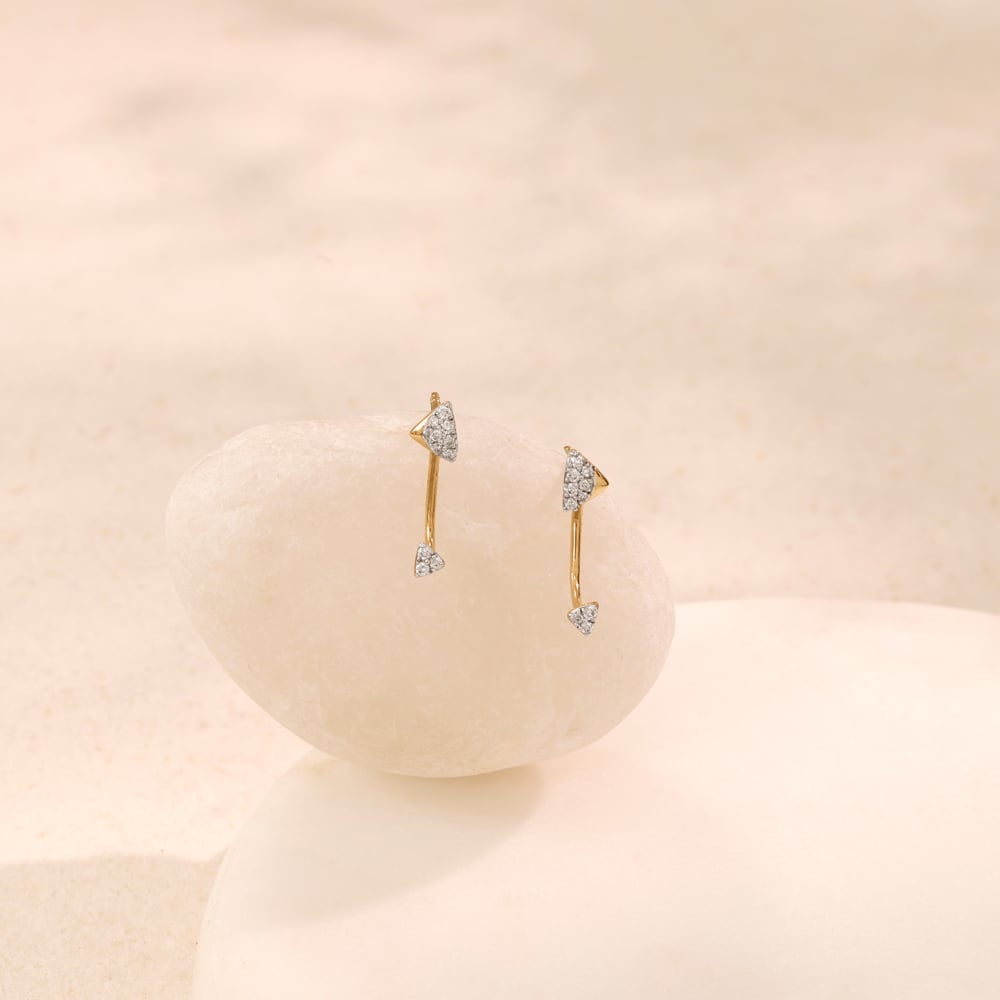 Architectural Arc Diamond Drop Earrings