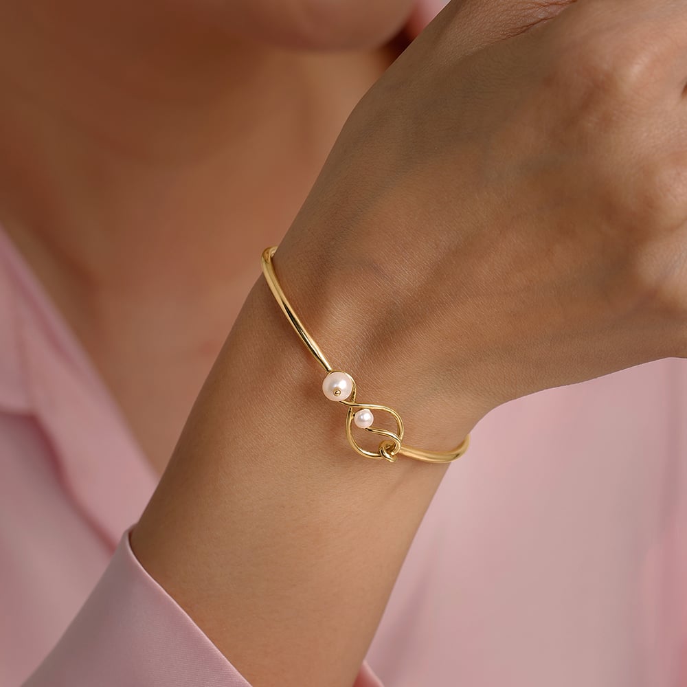Poised Knot Pearl Bangle,,hi-res thumbnail 2