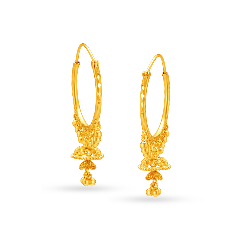 Pristine Gold Hoops with Jhumka