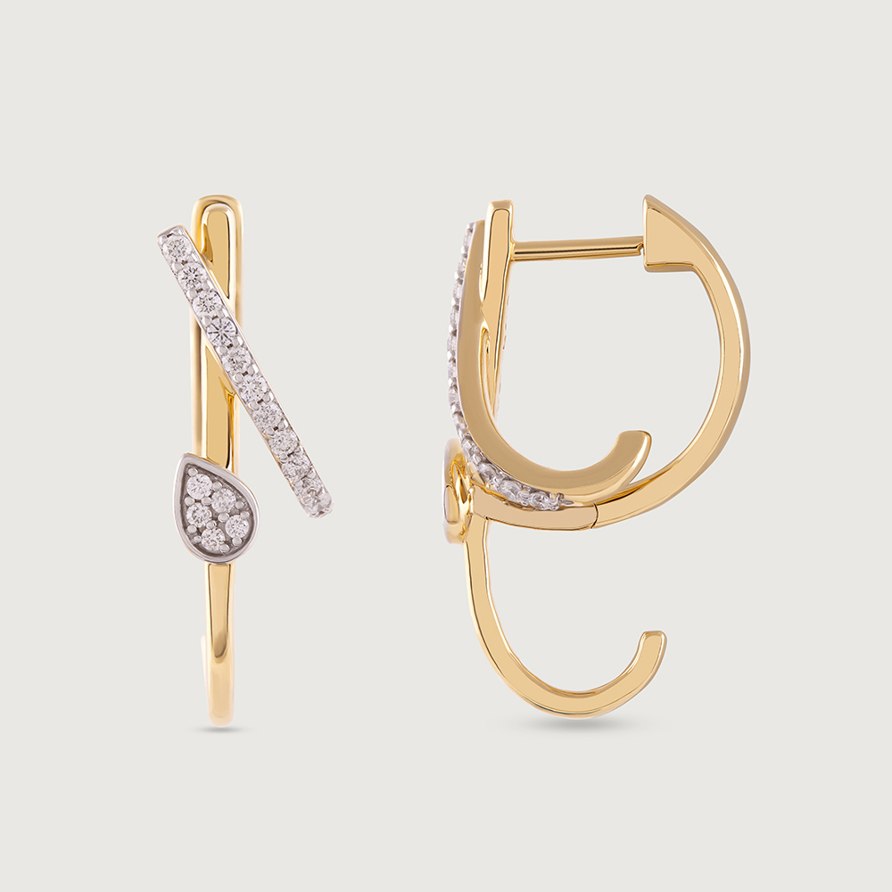 Radiant Spark Gold & Diamond Hoop Earrings,,hi-res thumbnail 4