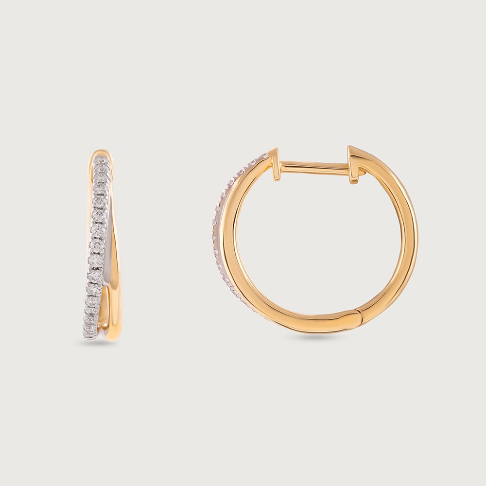 Elegant Radiant Gold & Diamond Hoop Earrings,,hi-res thumbnail 4
