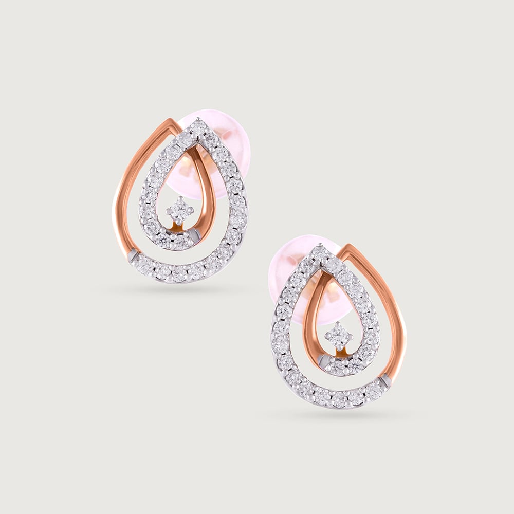 Classic Rose Gold & Diamond Studs Earrings,,hi-res thumbnail 3