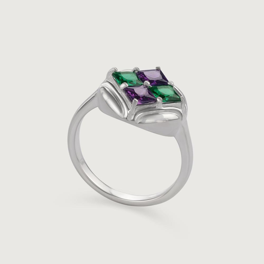 Amethyst Allure Square Silver Ring,,hi-res thumbnail 2