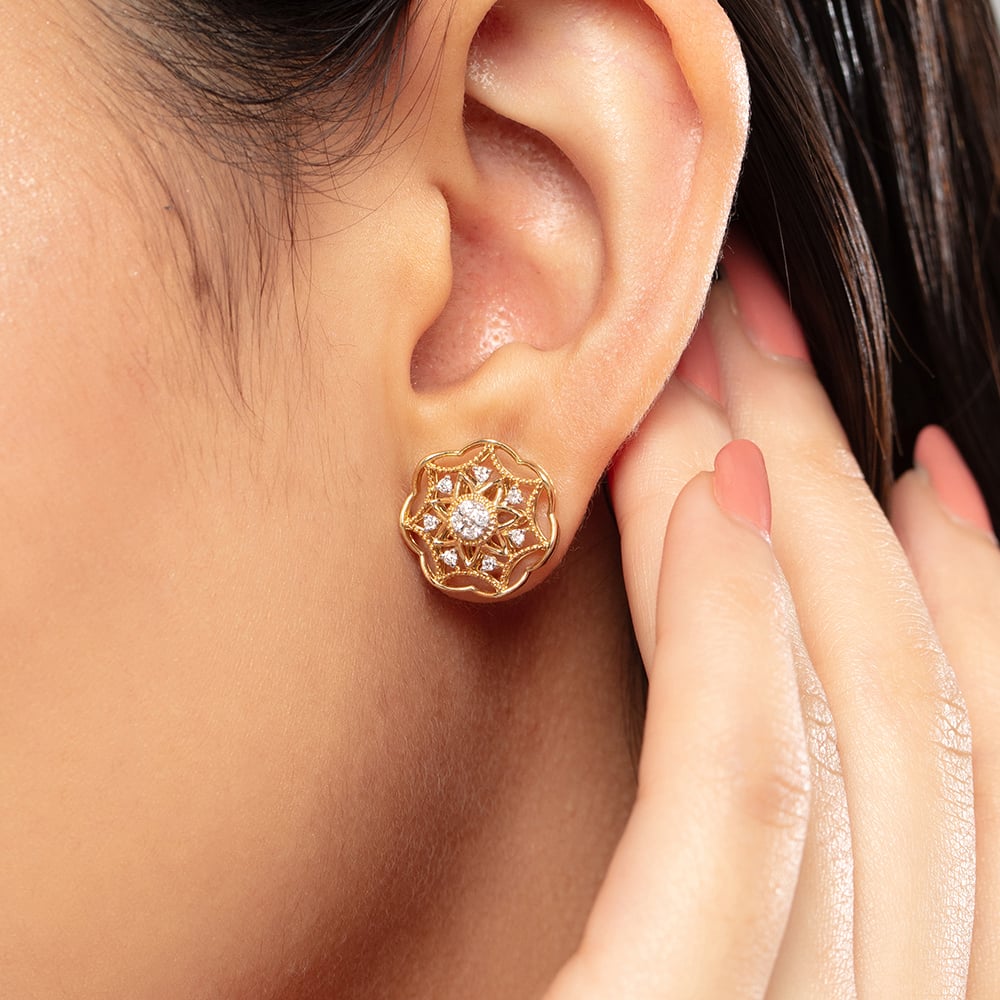 Twinkle Petal Diamond Stud Earrings,,hi-res thumbnail 2