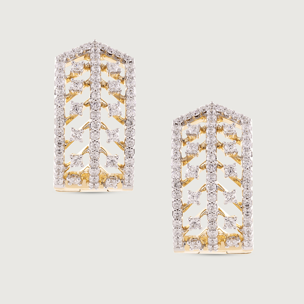 Chevron Shine Gold & Diamond Hoop Earrings,,hi-res thumbnail 3