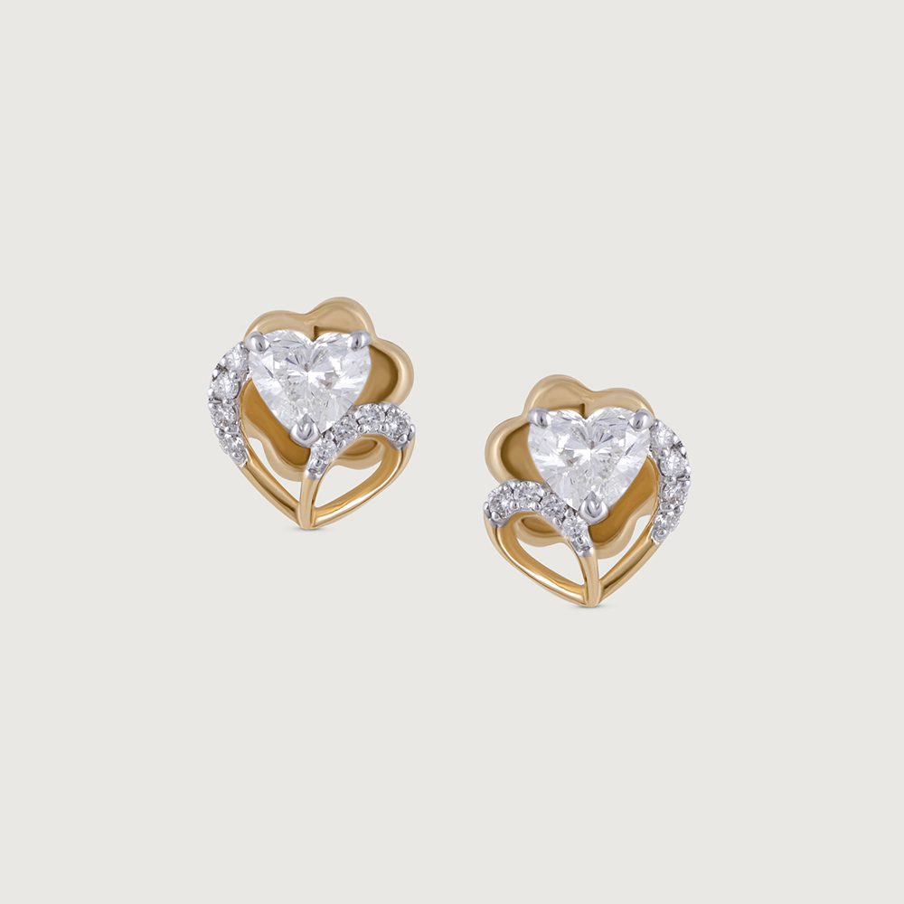 Heartfelt Radiance 14 kt gold & Diamond Stud Earrings,,hi-res thumbnail 3